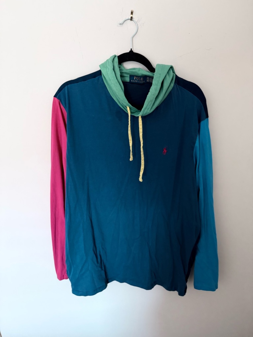 Ralph Lauren Mens size XXL Color Blocked Hooded Long Sleeve T- Shirt